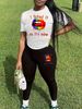 Women's Casual Fashion Lip Print Letter Pattern Print Loose T-shirt+cropped Pants Two-piece Home Sportswear Daily Wear-208_ecoleips.com