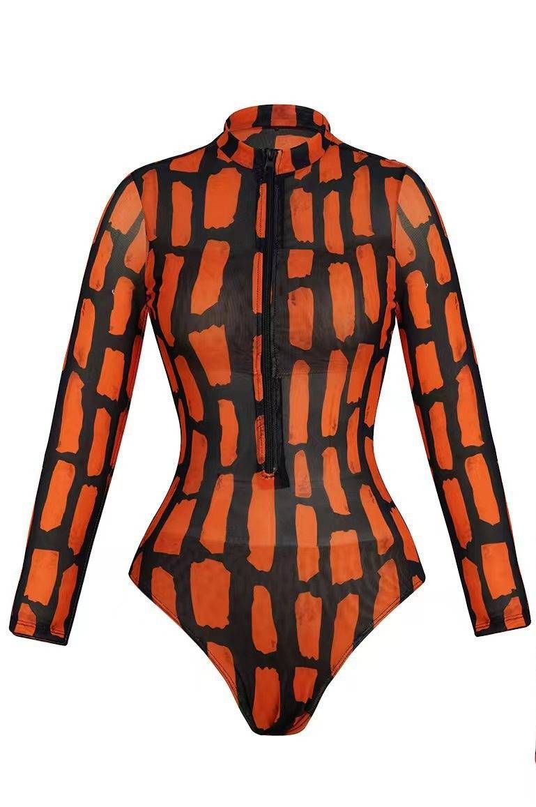 Women's Long Sleeved One Piece Swimsuit European American Style SPF Sun Protection Cross Border Long Pants 2026_ecoleips.com