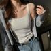 Slim Fit Ribbed Camisole Top With Padded Cups Basic Style For Summer Wear Women's Clothing_ecoleips.com
