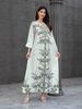 Elegant Muslim Women's Kaftan Dress, High-Density Rhinestone Embellished Print Long Robe, Cross-Border Fashionable Evening Gown_ecoleips.com