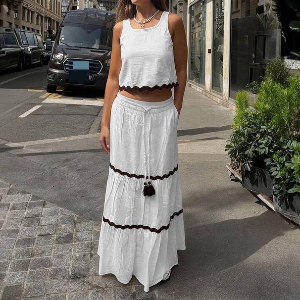 Women's Clothing Women's Style Casual Vest Dress Set Spring/Summer Resort Wear For Formal & Casual For Women_ecoleips.com