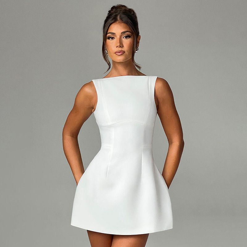 Women's Clothing Spring Summer Women's Sleeveless Dress Fashion Elegant Temperament A-Line Short Skirt Sister Style_ecoleips.com