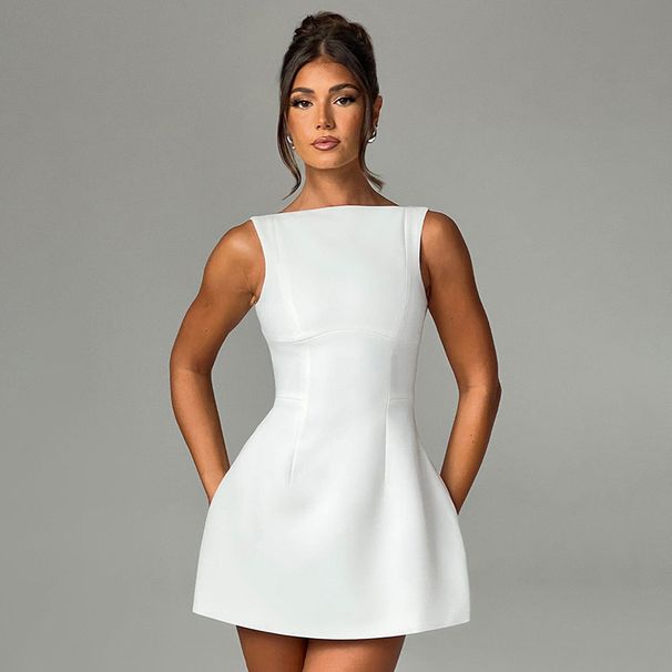 Women's Clothing Spring Summer Women's Sleeveless Dress Fashion Elegant Temperament A-Line Short Skirt Sister Style_ecoleips.com