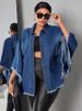K Women's Denim Jacket With Fashionable Loose Collar And Bat Sleeve Jacket_ecoleips.com