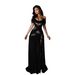 Black Off-Shoulder Lace Hollow Out Long Dress High Slit Flowing Evening Gown For Women_ecoleips.com