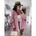 Autumn And Winter Ins Style Coarse Needle Imitation Tweed Knit Sweater Jacket Solid Color Loose Cardigan_ecoleips.com