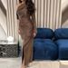 Unique Solid Hollow Off Shoulder Evening Dress New Autumn Long Sleeved Women Banquet Dress Casual High Waist Split A-line Dress_ecoleips.com