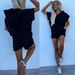 Fashion Women's Casual Loose Hooded Pockets, Sweatshirts, Elasticated Shorts_ecoleips.com