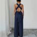 Elegant Wide Leg Jumpsuit Trousers For Women Backless Top American Style New Style Women's Clothing_ecoleips.com