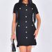 "Elegant Button-Detail Long Dress For Women – Short Sleeve Midi Dress In Yellow/White/Black/Light Blue, S/M/L/XL"_ecoleips.com