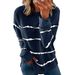 Women's Round Neck Long Sleeve T-Shirt Striped Printed Loose Fit American Style Autumn Clothing Sweatshirt_ecoleips.com