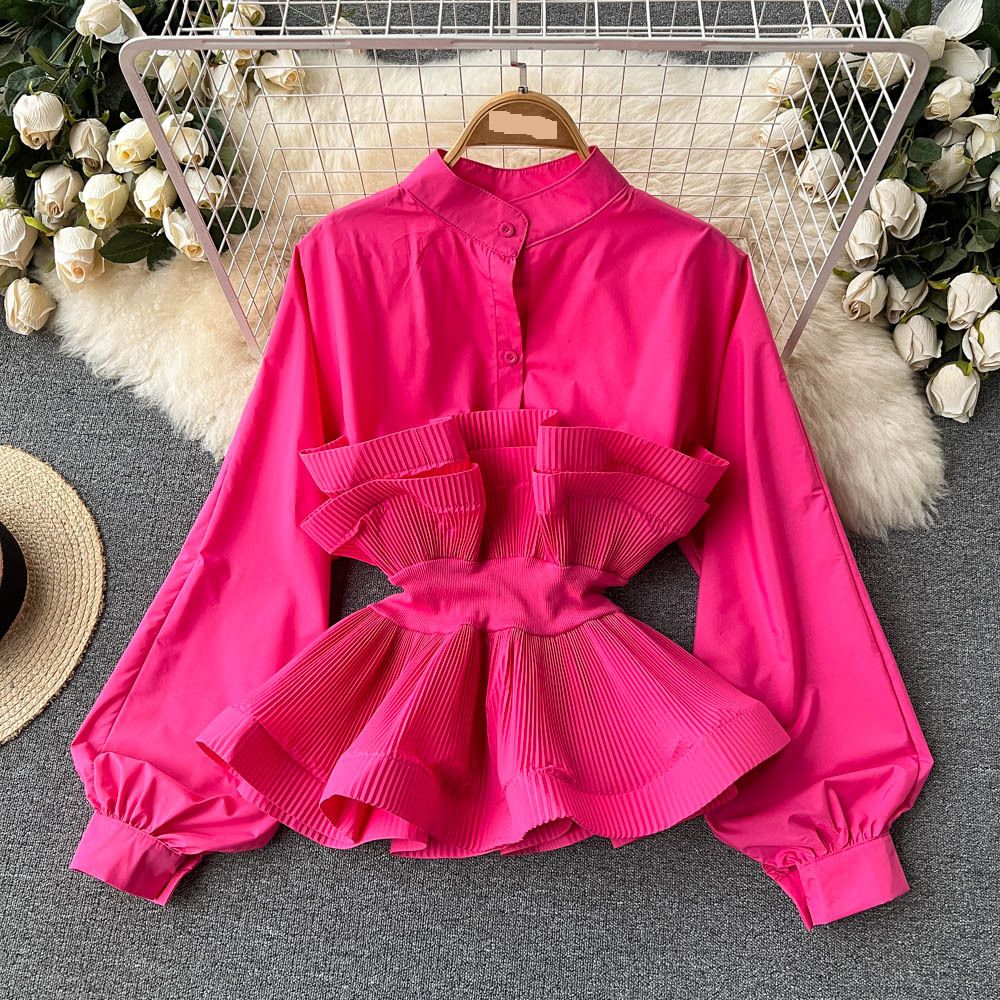 Women's Clothing With A Niche Design Three Dimensional Pleated Ruffles Slim Waist And Versatile Spring Tops For Women_ecoleips.com