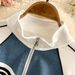 Women's Clothing Half Zipper Stand Collar Sweater Waist Slim Swing Mid Length Dress_ecoleips.com
