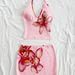 Floral Summer Vacation Style Women's Tie-Front Halter Dress And Bodycon Skirt Set Sexy Versatile Two-Piece Outfit_ecoleips.com
