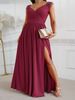 Women's Solid Color V-neck Wedding Party Dress, Lace Sleeveless Wedding Party Gown, Suitable For Everyday Commuting And Wedding Parties._ecoleips.com