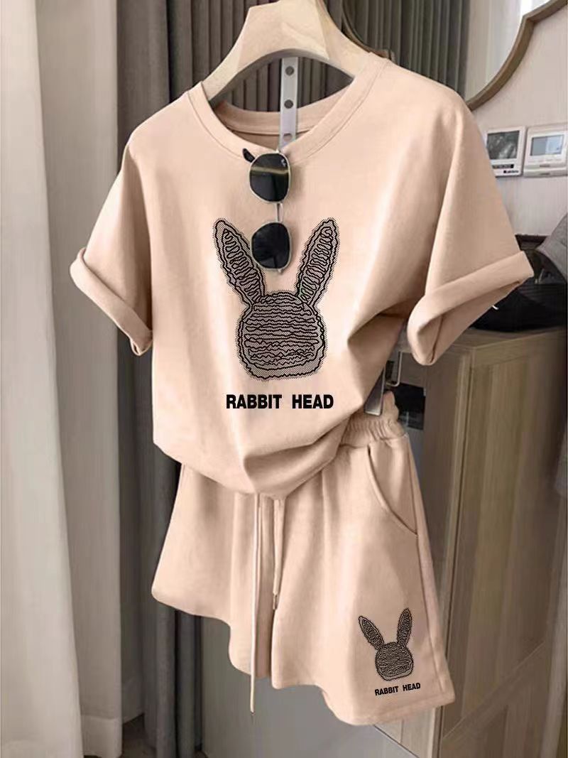 Women's Clothing Loose Sports Casual Running Suit Fashionable Versatile Age Reducing Short Sleeved Shorts Two Piece Suit_ecoleips.com