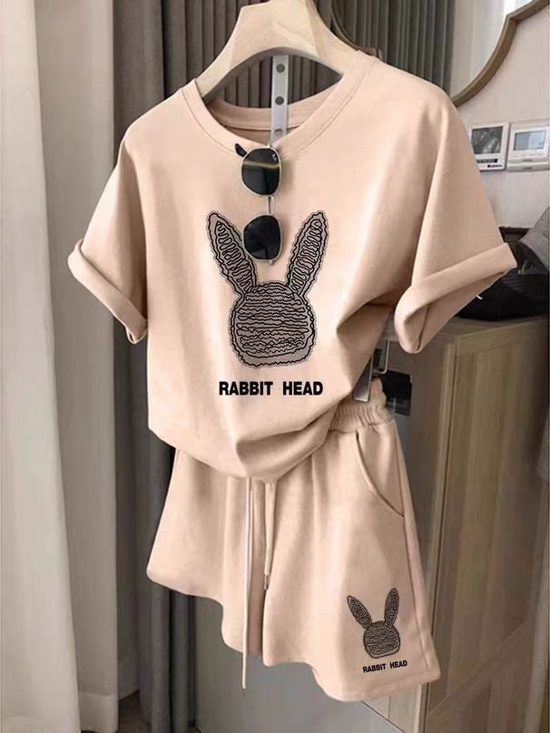 Women's Clothing Loose Sports Casual Running Suit Fashionable Versatile Age Reducing Short Sleeved Shorts Two Piece Suit_ecoleips.com