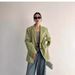 Women's PU Leather Blazer Jacket - Oversized Streetwear Coat With Lapel Collar, Edgy Biker Style (Black/Brown/Blue/Green, S-XL)_ecoleips.com