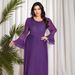 Women's Clothing Solid Color Knitted Mesh Stretch Dress Muslim Party Dinner Robe_ecoleips.com