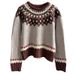 girl 2024 Autumn Winter New Vintage Jacquard Knit Women Loose Casual Top Fashion Long Sleeve Color Block Sweater Christmas_ecoleips.com