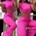 Women's Clothing Autumn Sexy Round Neck Backless Slim Fit Butt Lift Solid Color Bootcut Jumpsuit Sportswear_ecoleips.com