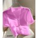 Women's Clothing Knitted Short Sleeved Straight Shoulder Temperament T Shirt_ecoleips.com