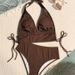 New Women's Two Piece Bikini Solid Color Halter Neck Swimsuit Provides Comfort And Style For Various Aquatic Activities_ecoleips.com