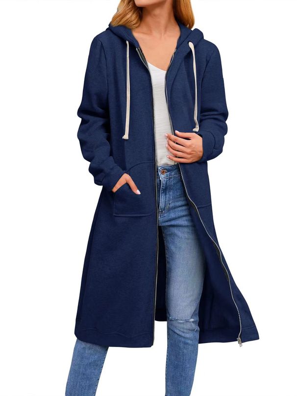 Women's Loose Fitting Long Zipper Cardigan Autumn Winter New Clothing For Independent Websites In Available_ecoleips.com