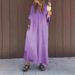 Spring Casual V Neck Dress Washed Cotton Short Sleeved Long Skirt For Women European And American Style Independent Website Fashion_ecoleips.com