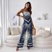 Women's Clothing Summer Fashion Printed Suspender Wrap Chest Positioning Flower Pants Set_ecoleips.com
