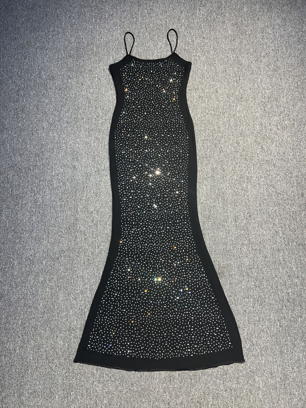 Women's Clothing Sexy Niche Trendy Brand Rhinestone Sling Slim Dress Black Apricot Long Dress Birthday Fishtail Dress_ecoleips.com