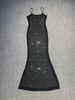 Women's Clothing Sexy Niche Trendy Brand Rhinestone Sling Slim Dress Black Apricot Long Dress Birthday Fishtail Dress_ecoleips.com