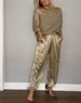 Fashion Women's Smooth Satin Half Sleeved Top And Pants Suit Two Piece Set_ecoleips.com