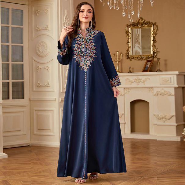 Fashion Elegant Beaded Handmade Beaded Long Skirt Light Luxury Heavy Work Abaya Women's Robe Musilin New_ecoleips.com