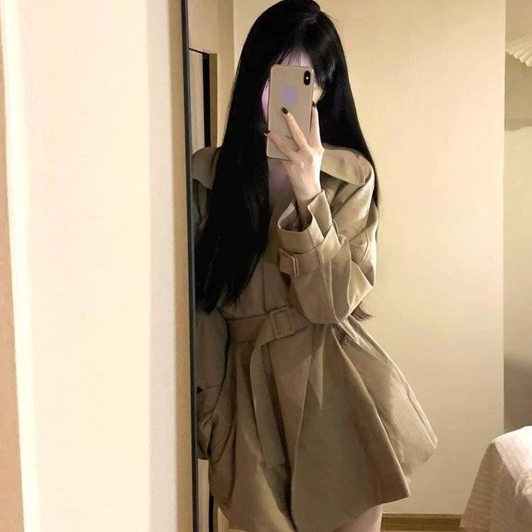 Elegant-Style Brown Belted Trench Coat For Women - Mid-Length Casual Blazer With Notched Lapel_ecoleips.com