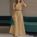 Women's Elegant Button-Up Blouse And Flared Pants Set Casual Chic Outfit Size Inclusive S-3XL 10 Colors_ecoleips.com