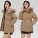 Women's Short Puffer Jacket With Faux Fur Trim, Winter Coats For Petite Women, Thickened Workwear Style Parka, Casual Outerwear _ecoleips.com