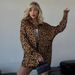 European And American Cross-Border New Satin Loose Leopard Print Skin-Friendly Long Sleeve Shorts Pajama Set_ecoleips.com