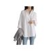 Aria Basics Aria Basics 2026 European American Women's Summer Shirt, Solid Color, Long-sleeved, Collared, Asymmetrical Top, Fashionable_ecoleips.com