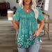 Summer Printed Short-Sleeved V-Neck Women's Clothing Trend, Half-Sleeved With High-Quality Elasticity_ecoleips.com