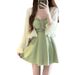 Women's Avocado Green One Piece Swimsuit Slimming Conservative Skirt Style High End Sexy Hot Spring Summer Swimwear_ecoleips.com