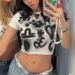 European And American Summer Hot Girl Y2K Sexy Short-sleeve Cropped Printed Slim-fit Round-neck Women's Top T-shirt_ecoleips.com