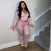 AYJ24T065--Women's High-End V-Neck Lace Crop Top Set Long Sleeve Sexy Pants_ecoleips.com