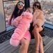 Women’s Faux Fur Jacket – Short-Length Hooded Coat With Color Block Design (White/Red/Pink/Yellow/Blue/Black, Streetwear & Ethical Fashion)_ecoleips.com