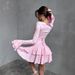 Elegant Ruffled Sleeve High-Waist Dress - Flowy Summer Casual Mini Dress With Square Neckline, Breathable Cotton Blend, Trendy Asymmetrical Hem_ecoleips.com
