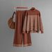 2025 Autumn Winter New Striped Slit Long Sleeve Knit Top Wide Leg Pants Two-Piece Set For Women_ecoleips.com