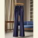 Women's Clothing Small High Waist Slim Pants Copper Sulfate Wear Blue Suit Flared Casual Pants Women Autumn_ecoleips.com