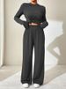 WG164 European American Cross-border Women's Clothing, Knitted Solid Color Long-sleeve T-shirt And Wide-leg Pants_ecoleips.com