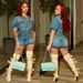 Women's Slim Fit Stretch Denim Bodycon Dress Jumpsuit Short Skirt American Sexy Button Style_ecoleips.com