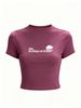 Women's Fashion Cropped Tee, Stylish Streetwear Short Top For Outdoor & Daily Look_ecoleips.com